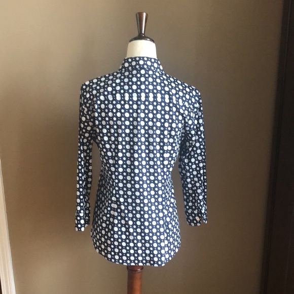 Talbots, sz 2, blue w/white polka dot 3/4 slv - Picture 3 of 3